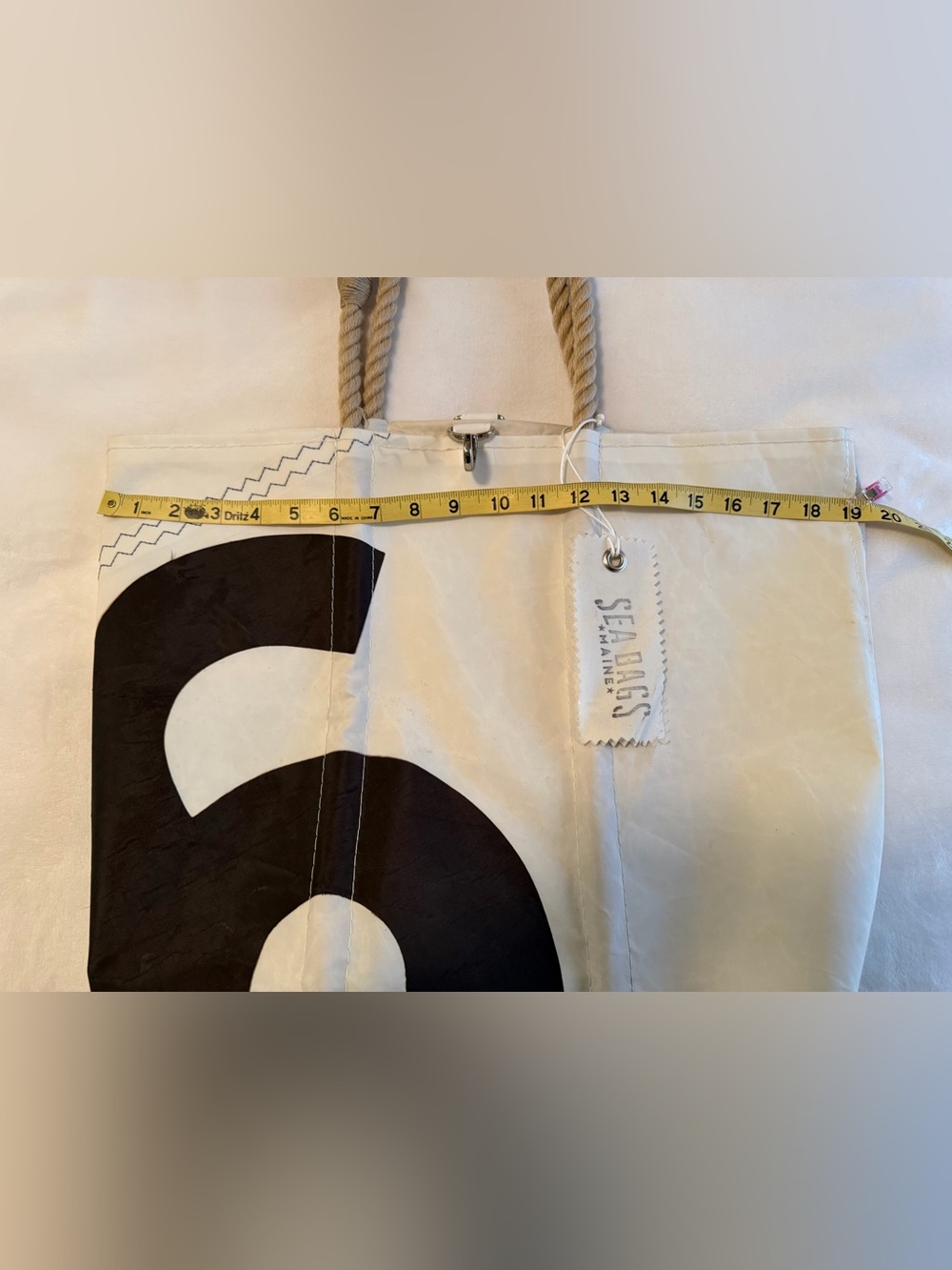 Sea bag of Maine White & Black Number-Graphic Rope Handle Tote - Picture 5 of 8